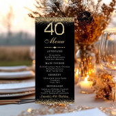 Elegant Gold 40th Birthday Dinner Flat Menu メニュー