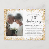 Elegant Gold 50th Wedding Anniversary インビテーションポストカード (正面)