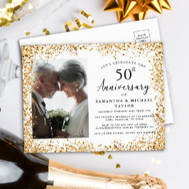 Elegant Gold 50th Wedding Anniversary インビテーションポストカード
