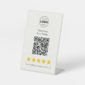 Elegant Gold 5-Star QR Code Review Pedestal Sign 台座サイン (正面)