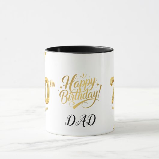 Elegant Gold 70th Birthday (Personalise) Dad マグカップ (中央)