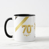 Elegant Gold 70th Birthday (Personalise) Dad マグカップ (左)