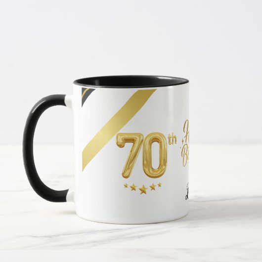 Elegant Gold 70th Birthday (Personalise) Dad マグカップ (左)