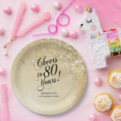 Elegant Gold 80th Birthday ペーパープレート (パーティー)