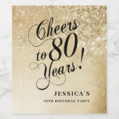 Elegant Gold 80th Birthday ワインラベル (シングルラベル)