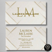 Elegant Gold Accent Monogram Business Card 名刺