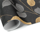 Elegant Gold Accent Rose Black Floral Pattern ラッピングペーパー (ロールコーナー)