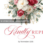 Elegant Gold Accent Wedding RSVP Red Blush