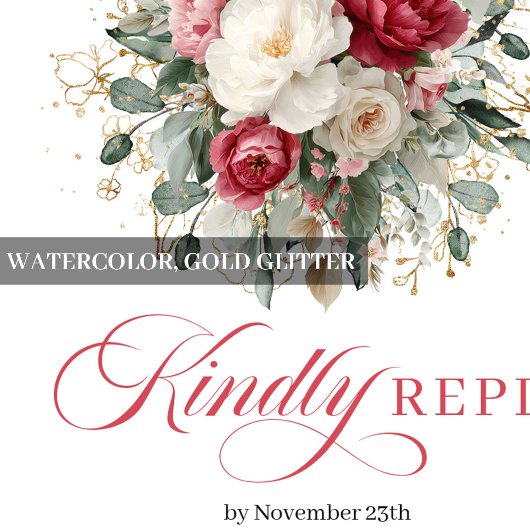 Elegant Gold Accent Wedding RSVP Red Blush