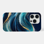 Elegant gold-accented ocean waves iPhoneケース (裏面横)