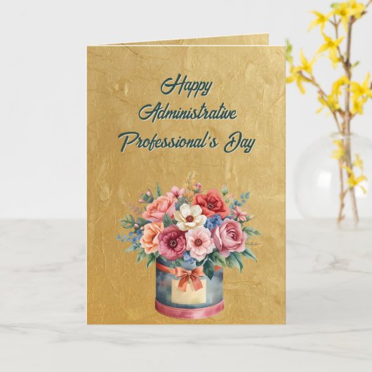 Elegant Gold Administrative Professionals Day カード (黄色い花)