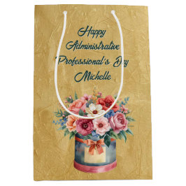 Elegant Gold Administrative Professionals Day ミディアムペーパーバッグ