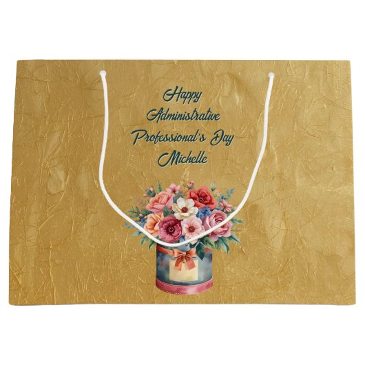 Elegant Gold Administrative Professionals Day ラージペーパーバッグ (正面)