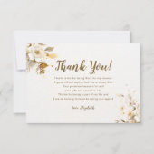 Elegant Gold and Beige Flower Bridal Shower サンキューカード (正面)