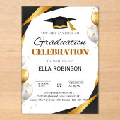 Elegant Gold and Black アクリル招待状 (正面)