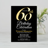 Elegant Gold and Black 60th Birthday 箔招待状 (立ち正面)