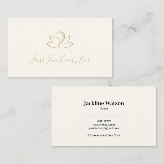 Elegant gold and black beauty salon 名刺 (正面/裏面)