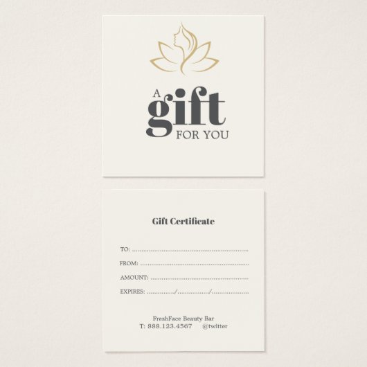 Elegant gold and black beauty salon gift card (正面&裏面)