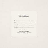 Elegant gold and black beauty salon gift card (裏面)