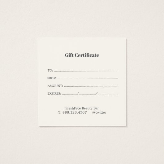 Elegant gold and black beauty salon gift card (裏面)