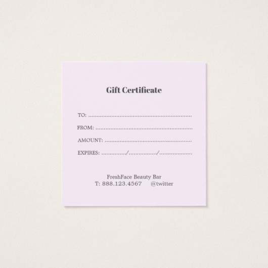 Elegant gold and black beauty salon gift card (裏面)