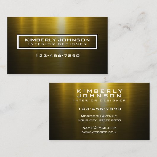 Elegant Gold and Black Business Card Design 名刺 (正面/裏面)