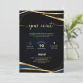 Elegant Gold and Black Corporate Party Event Inv 招待状 (スタンド正面)
