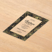 Elegant Gold and Black Floral Christmas Party アクリル招待状 (レイダウン)