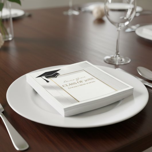 Elegant Gold and Black Graduation Party スタンダードカクテルナプキン