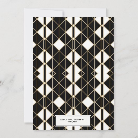 Elegant Gold and Black Modern Wedding Invitation  招待状 (裏面)