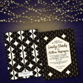 Elegant Gold and Black Modern Wedding Invitation  招待状