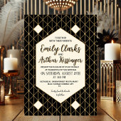 Elegant Gold and Black Modern Wedding Invitation  招待状
