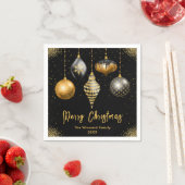 Elegant Gold and Black Ornament Christmas スタンダードカクテルナプキン (インサイチュ)