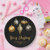Elegant Gold and Black Ornament Christmas ペーパープレート (パーティー)