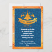 Elegant Gold and Blue Reindeer "Merry Christmas"  シーズンカード (裏面)