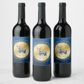 Elegant Gold and Blue Wine Label ワインラベル (ボトル)