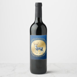 Elegant Gold and Blue Wine Label ワインラベル