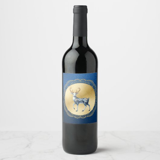Elegant Gold and Blue Wine Label ワインラベル (正面)