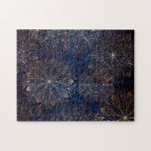 Elegant Gold and Dark Blue Floral Mandala Pattern ジグソーパズル (横)