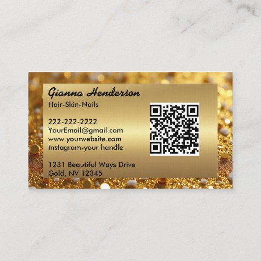 Elegant Gold And Gold Glitter 名刺 (裏面)