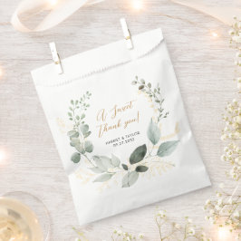 Elegant Gold and Greenery Eucalyptus Thank You フェイバーバッグ