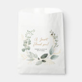 Elegant Gold and Greenery Eucalyptus Thank You フェイバーバッグ (正面)