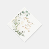Elegant Gold and Greenery Eucalyptus Wedding スタンダードカクテルナプキン (角)