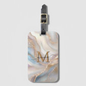 Elegant Gold and Nacre Monogram Name Personalized ラゲッジタグ (正面縦)