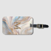 Elegant Gold and Nacre Monogram Name Personalized ラゲッジタグ (正面横)