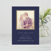 Elegant Gold and Navy Photo Save The Date セーブザデート (スタンド正面)