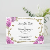 Elegant Gold and Pink Roses Quinceanera セーブザデート (スタンド正面)