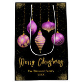 Elegant Gold and Purple Ornament Christmas ミディアムペーパーバッグ (裏面)