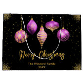 Elegant Gold and Purple Ornament Christmas ラージペーパーバッグ (裏面)