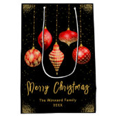 Elegant Gold and Red Ornament Christmas ミディアムペーパーバッグ (裏面)